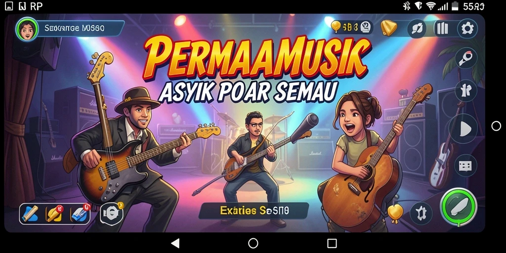 Tampilan gameplay seru dalam 55RP dengan berbagai tantangan musik.