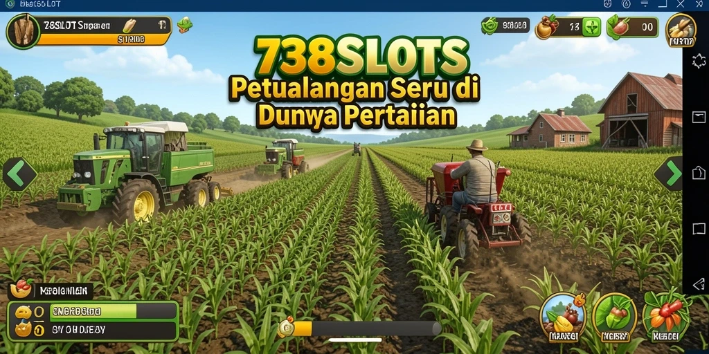 Tampilan menarik dari gameplay 738SLOTS yang menggambarkan lahan pertanian.