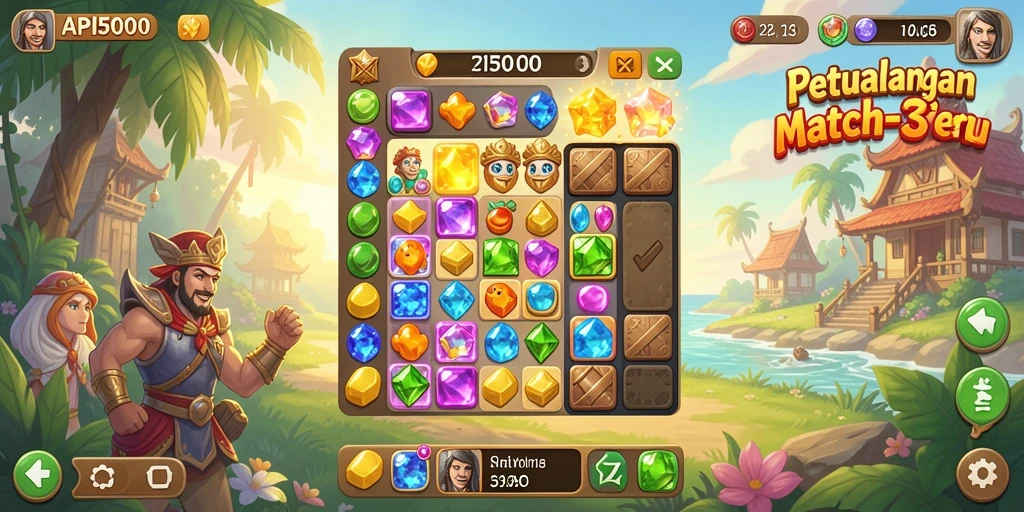 Gameplay Match-3 yang seru dan menantang di API5000.