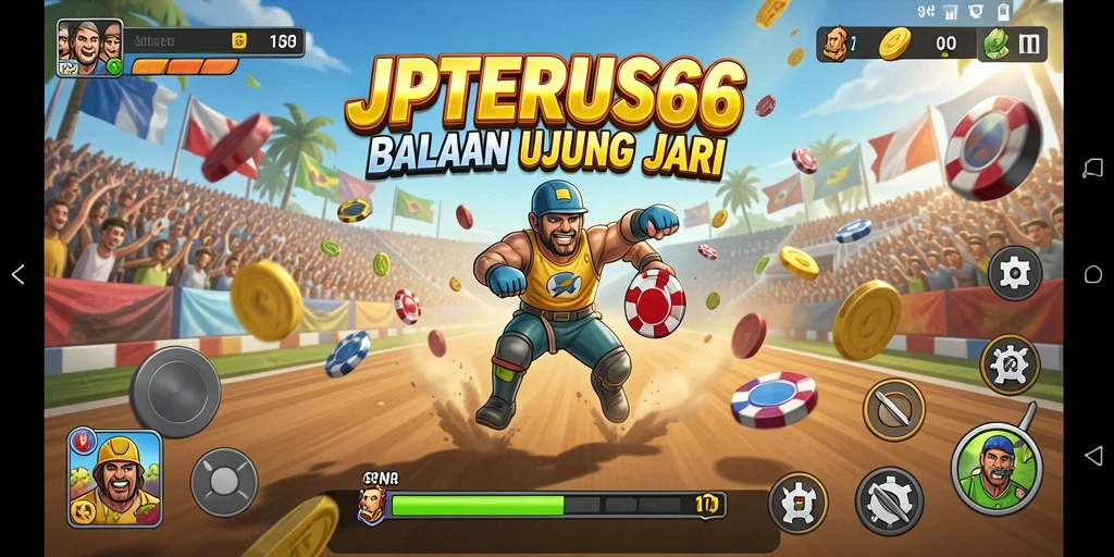 Screenshot gameplay <strong>JPTERUS66</strong> menunjukkan balapan seru dengan mobil balap yang cepat.
