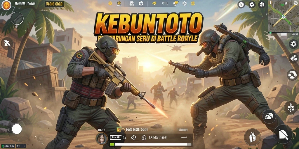Screenshot menunjukkan aksi mendebarkan dalam KEBUNTOTO Battle Royale.