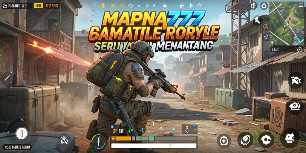 Screenshot gameplay MAPNA777 menampilkan aksi seru Battle Royale.
