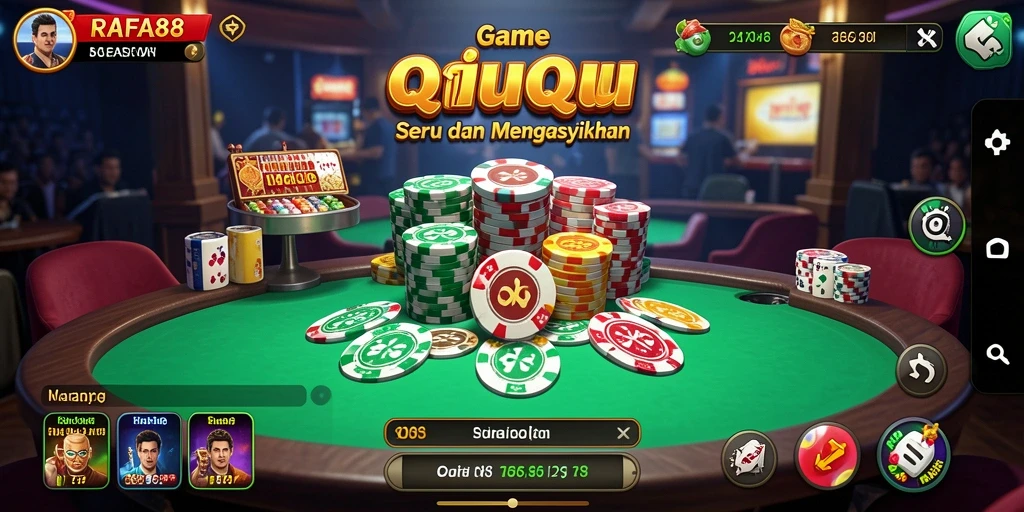 Screenshot gameplay RAFA88 menampilkan suasana permainan QiuQiu yang seru.
